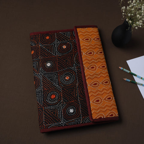 Black Handcrafted Bengal Kantha Work File Folder