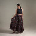 Bagru Hand Block Print 24 Kali Patchwork Natural Dyed Cotton Long Skirt 02