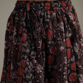 Bagru Hand Block Print 24 Kali Patchwork Natural Dyed Cotton Long Skirt 02