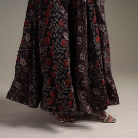 Bagru Hand Block Print 24 Kali Patchwork Natural Dyed Cotton Long Skirt 02