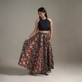 Bagru Hand Block Print 24 Kali Patchwork Natural Dyed Cotton Long Skirt 03