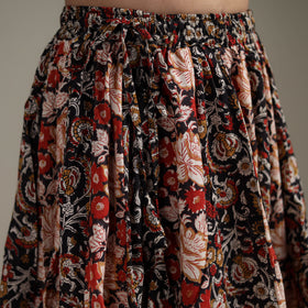 Bagru Hand Block Print 24 Kali Patchwork Natural Dyed Cotton Long Skirt 03