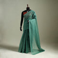 Green - Nazaakat Kota Doria Cotton Plain Saree with Blouse & Jewellery Set 22