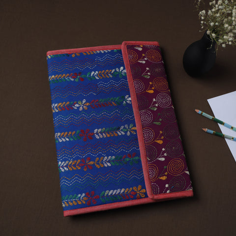 Blue Handcrafted Bengal Kantha Work File Folder