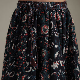 Bagru Hand Block Print 24 Kali Patchwork Natural Dyed Cotton Long Skirt 05