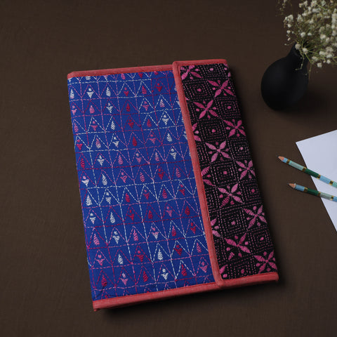 Blue Handcrafted Bengal Kantha Work File Folder