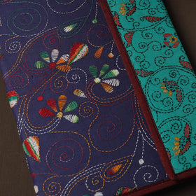 Purple Handcrafted Bengal Kantha Work File Folder