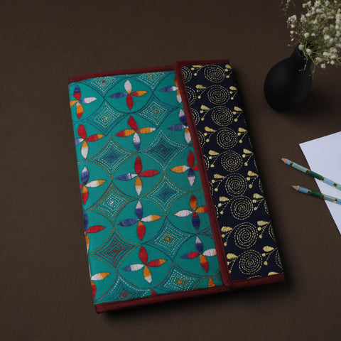 Green Handcrafted Bengal Kantha Work File Folder