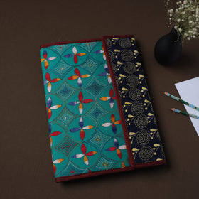 Green Handcrafted Bengal Kantha Work File Folder