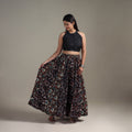 Bagru Hand Block Print 24 Kali Patchwork Natural Dyed Cotton Long Skirt 06