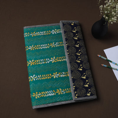 Green Handcrafted Bengal Kantha Work File Folder