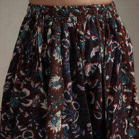 Bagru Hand Block Print 24 Kali Patchwork Natural Dyed Cotton Long Skirt 06