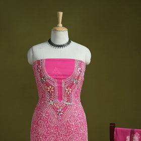 Lucknowi Hand Embroidered Chikankari Georgette 3pc Unstitched Dress Material 03