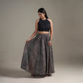 Bagru Hand Block Print 24 Kali Patchwork Natural Dyed Cotton Long Skirt 07