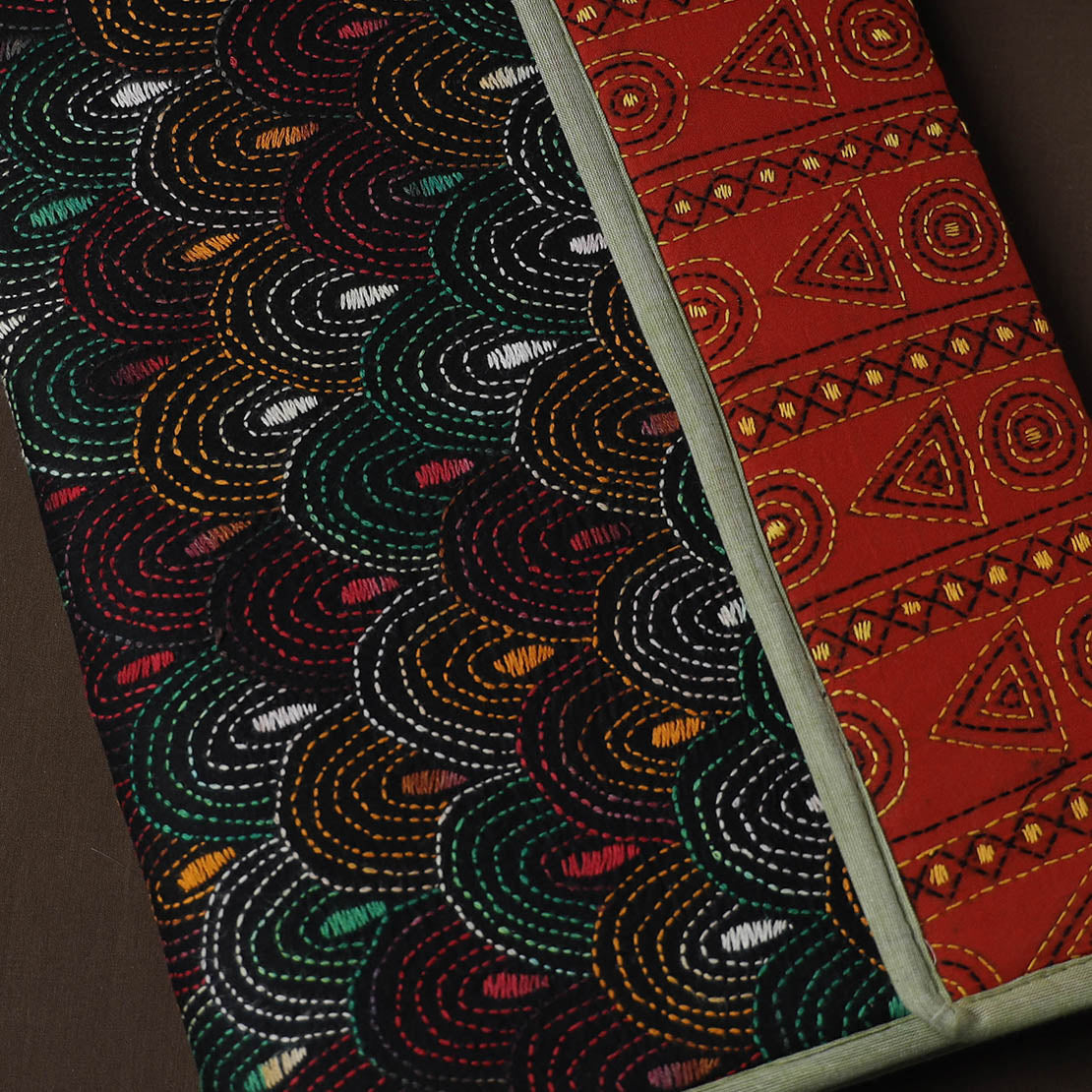 Multicolor Handcrafted Bengal Kantha Work File Folder