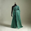 Green - Nazaakat Kota Doria Cotton Plain Saree with Blouse & Jewellery Set 24