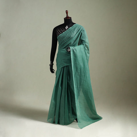 Green - Nazaakat Kota Doria Cotton Plain Saree with Blouse & Jewellery Set 24