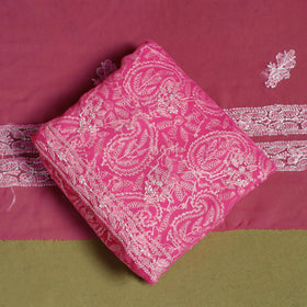 Lucknowi Hand Embroidered Chikankari Georgette 3pc Unstitched Dress Material 03