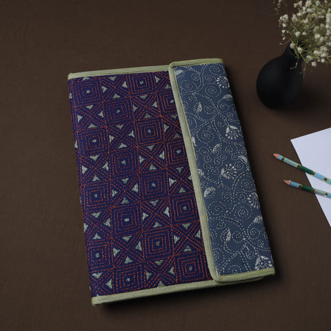 Blue Handcrafted Bengal Kantha Work File Folder