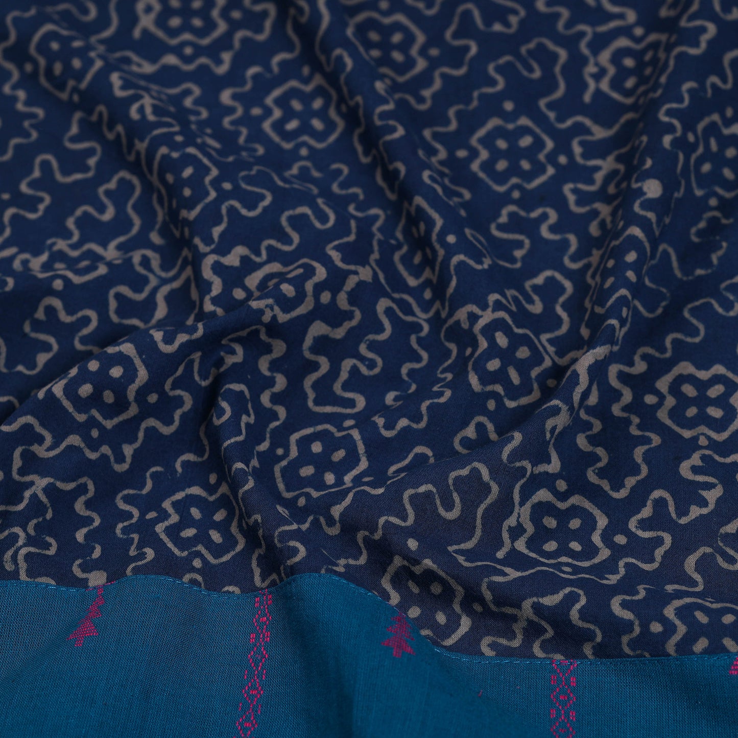 Blue - Block Print Cotton Pipad Blouse Piece 44