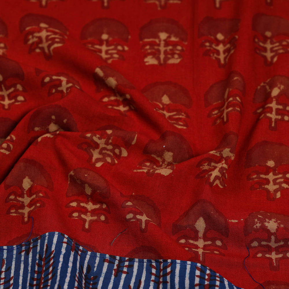 Red - Block Print Cotton Pipad Blouse Piece 47