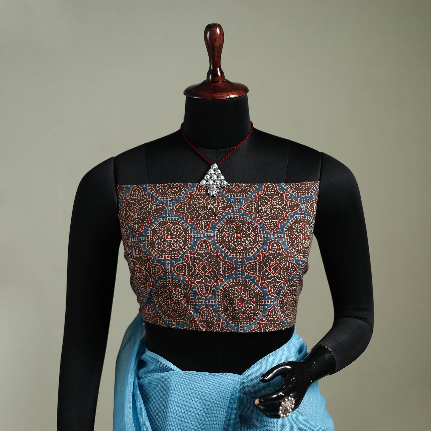 Blue - Nazaakat Kota Doria Cotton Plain Saree with Blouse & Jewellery Set 25