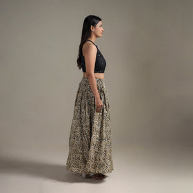 Bagru Hand Block Print 24 Kali Patchwork Natural Dyed Cotton Long Skirt 10