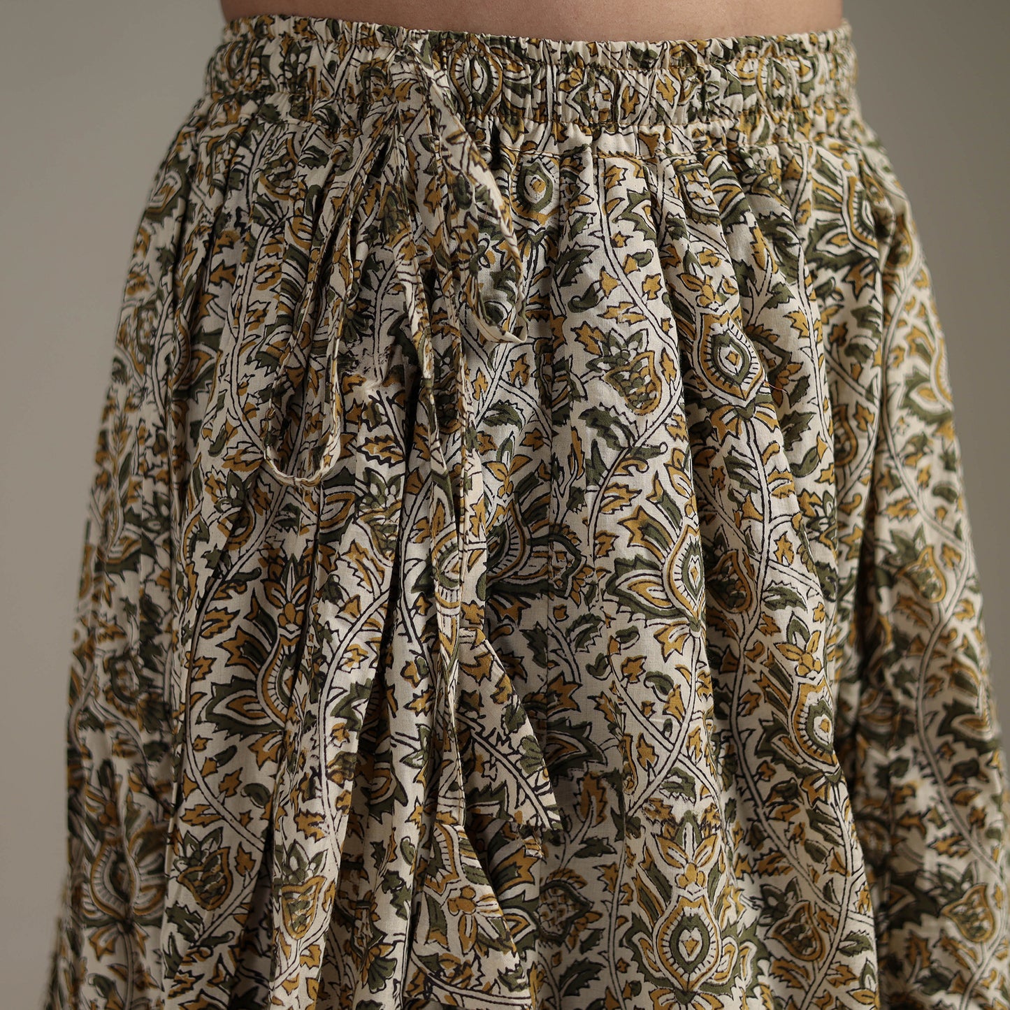 Bagru Hand Block Print 24 Kali Patchwork Natural Dyed Cotton Long Skirt 10