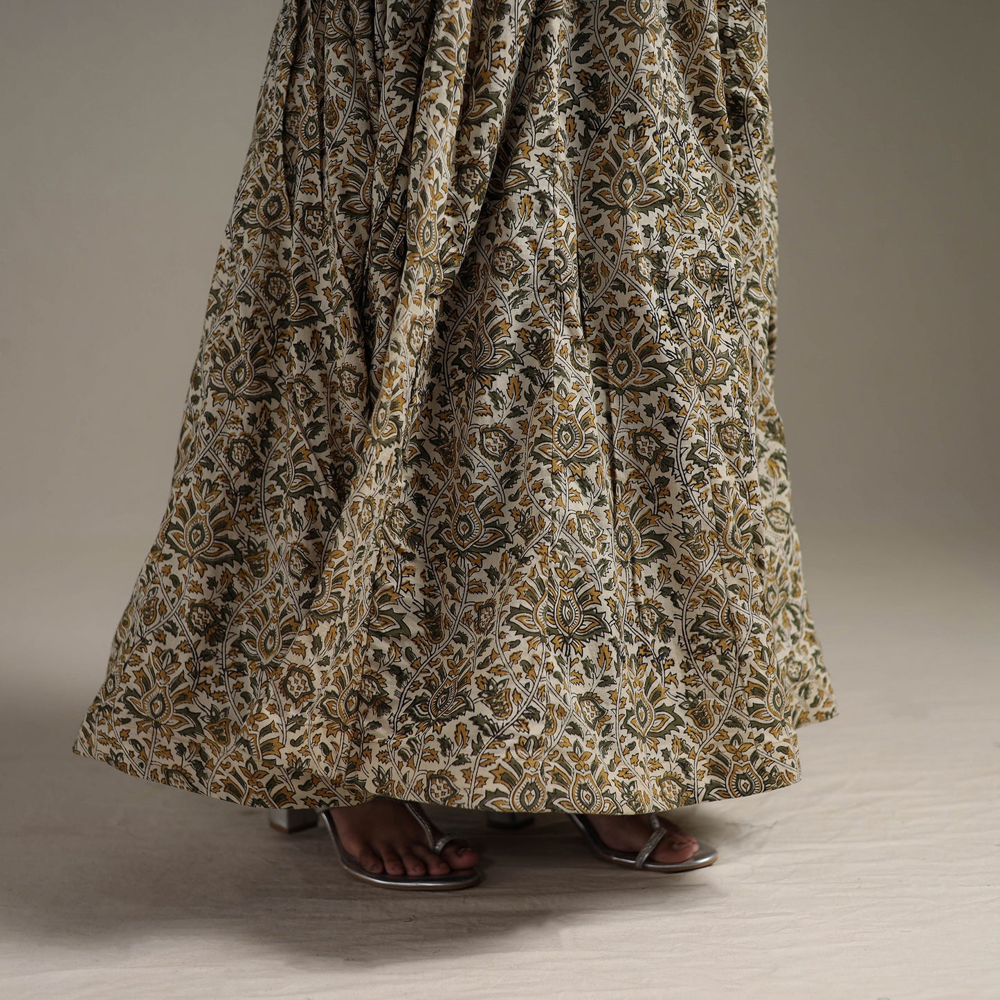 Bagru Hand Block Print 24 Kali Patchwork Natural Dyed Cotton Long Skirt 10