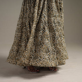 Bagru Hand Block Print 24 Kali Patchwork Natural Dyed Cotton Long Skirt 10