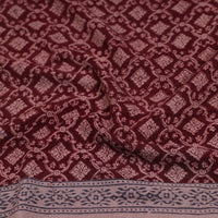 Maroon - Block Print Woollen Bagh Blouse Piece 76