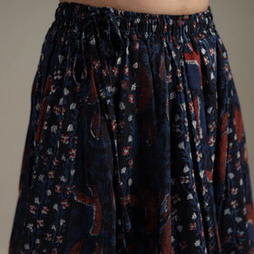 Bagru Hand Block Print 24 Kali Patchwork Natural Dyed Cotton Long Skirt 12