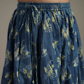 Bagru Hand Block Print 24 Kali Patchwork Natural Dyed Cotton Long Skirt 13