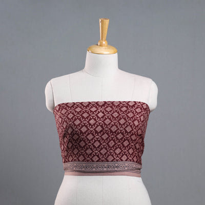 Maroon - Block Print Woollen Bagh Blouse Piece 76