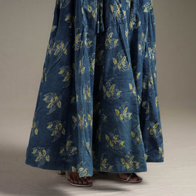 Bagru Hand Block Print 24 Kali Patchwork Natural Dyed Cotton Long Skirt 13
