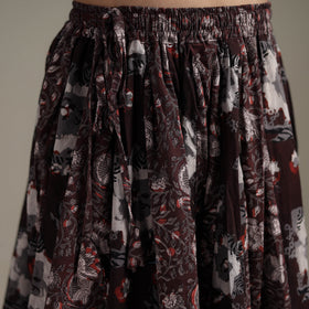 Bagru Hand Block Print 24 Kali Patchwork Natural Dyed Cotton Long Skirt 14