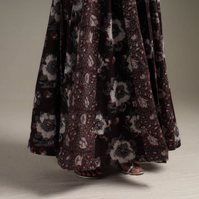 Bagru Hand Block Print 24 Kali Patchwork Natural Dyed Cotton Long Skirt 14
