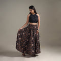 Bagru Hand Block Print 24 Kali Patchwork Natural Dyed Cotton Long Skirt 15