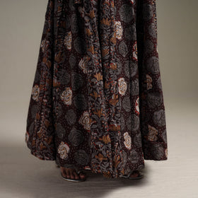 Bagru Hand Block Print 24 Kali Patchwork Natural Dyed Cotton Long Skirt 15