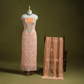 Lucknowi Hand Embroidered Chikankari Georgette 3pc Unstitched Dress Material 06