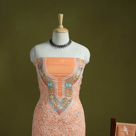 Lucknowi Hand Embroidered Chikankari Georgette 3pc Unstitched Dress Material 06