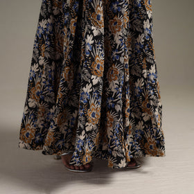 Bagru Hand Block Print 24 Kali Patchwork Natural Dyed Cotton Long Skirt 16