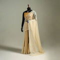 Beige - Nazaakat Kota Doria Cotton Plain Saree with Blouse & Jewellery Set 30