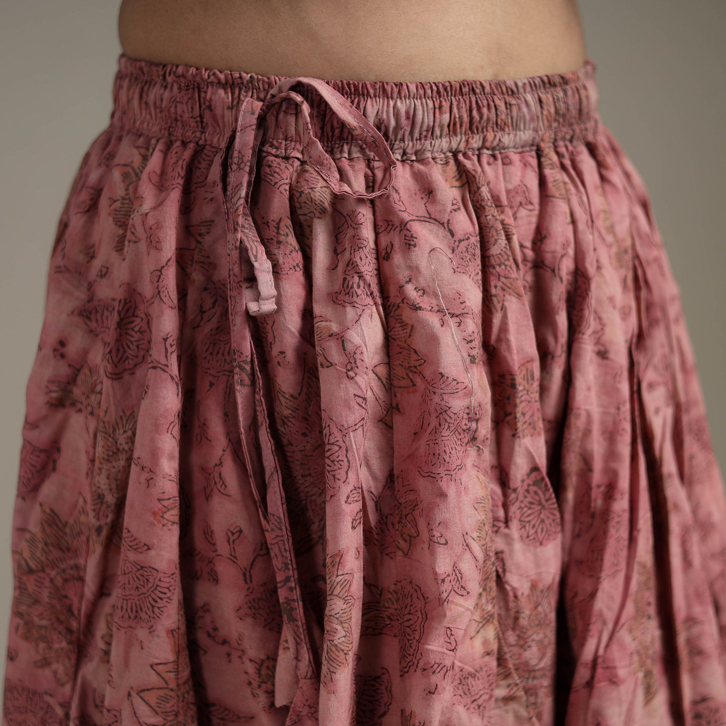 Bagru Hand Block Print 24 Kali Patchwork Natural Dyed Cotton Long Skirt 17