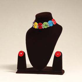 Navratri Special! Multicolor Thread Ghungroo & Mirror Work Necklace Set