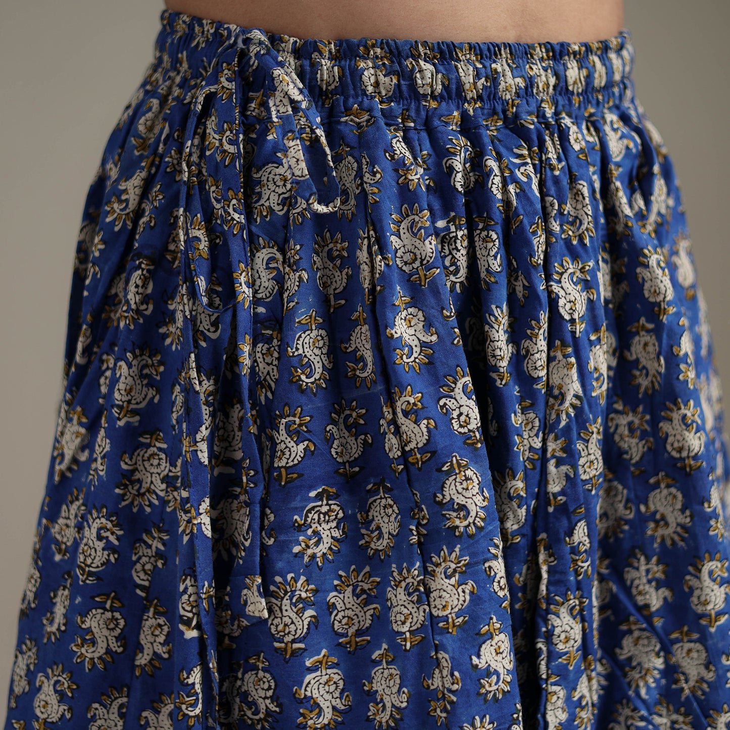 Bagru Hand Block Print 24 Kali Patchwork Natural Dyed Cotton Long Skirt 18