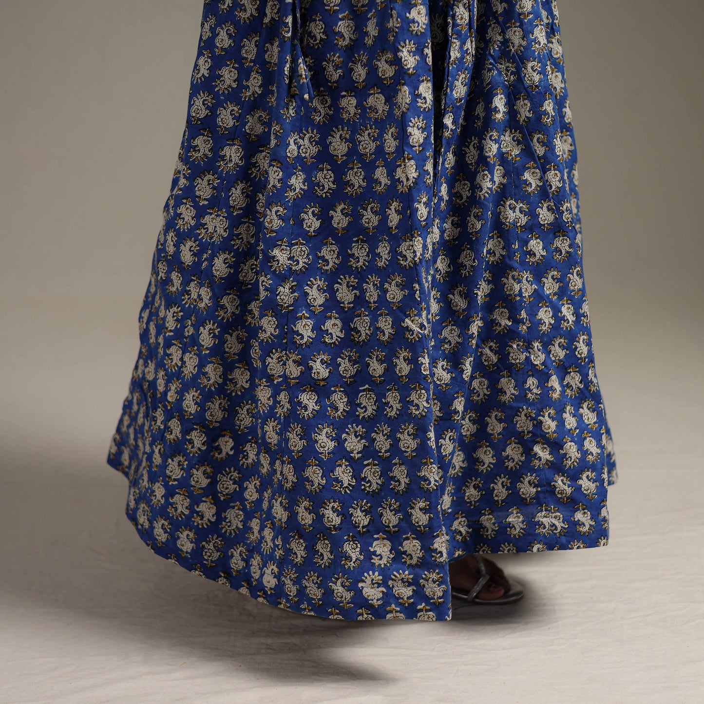 Bagru Hand Block Print 24 Kali Patchwork Natural Dyed Cotton Long Skirt 18