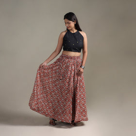 Bagru Hand Block Print 24 Kali Patchwork Natural Dyed Cotton Long Skirt 19