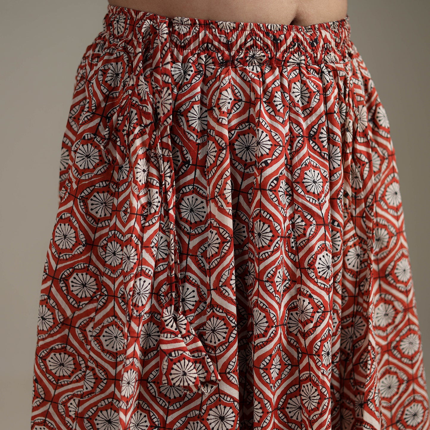 Bagru Hand Block Print 24 Kali Patchwork Natural Dyed Cotton Long Skirt 19