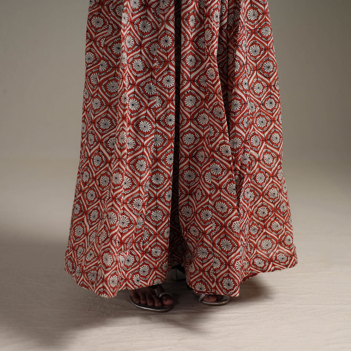 Bagru Hand Block Print 24 Kali Patchwork Natural Dyed Cotton Long Skirt 19